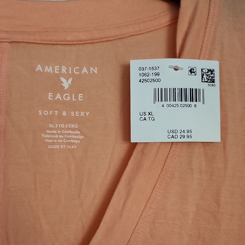 American Eagle Outfitters NWT Soft & Sexy V-Neck Tee- 2 Avail- Orange & Yellow - Picture 2 of 10
